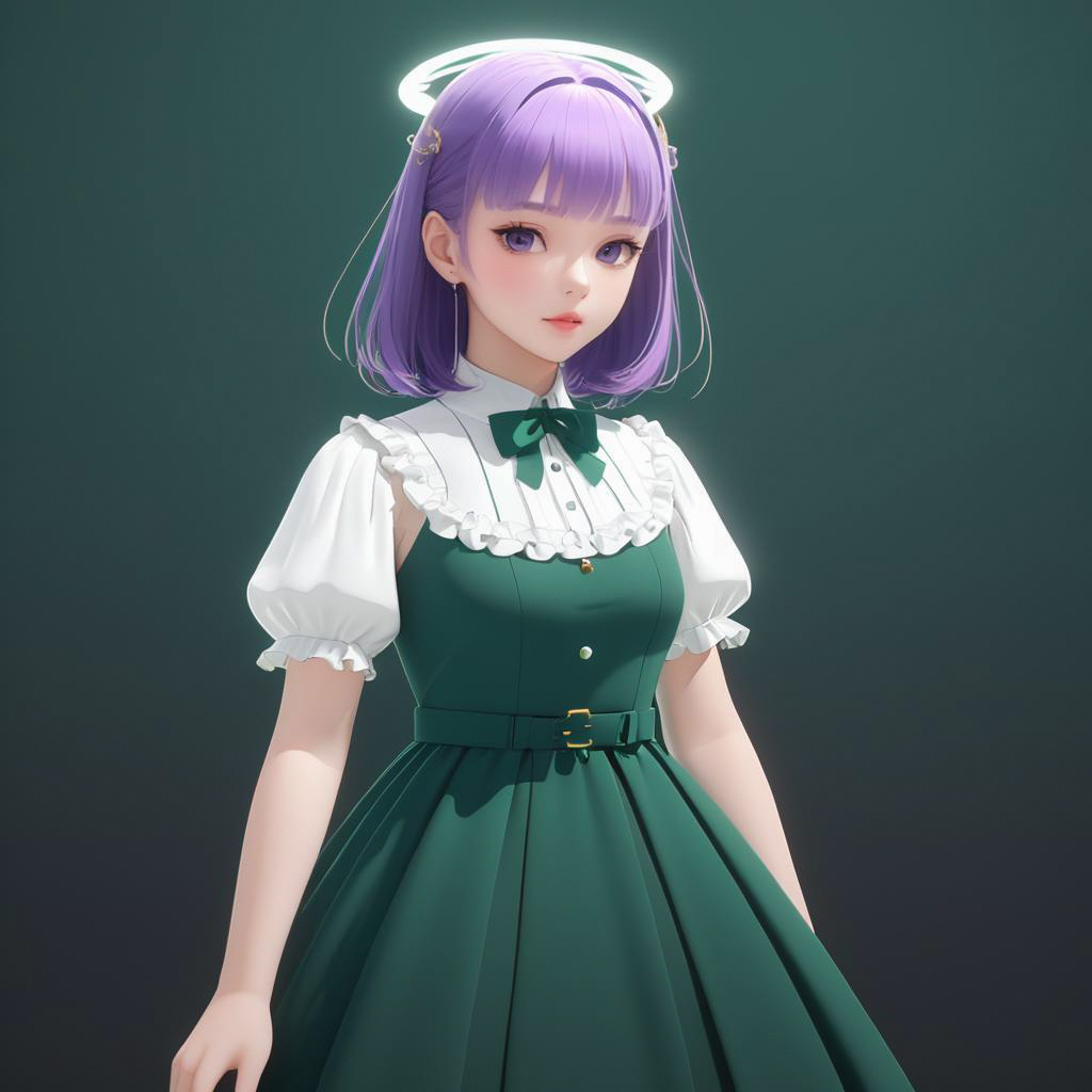 Violet-Haired Student in Angel Outfit