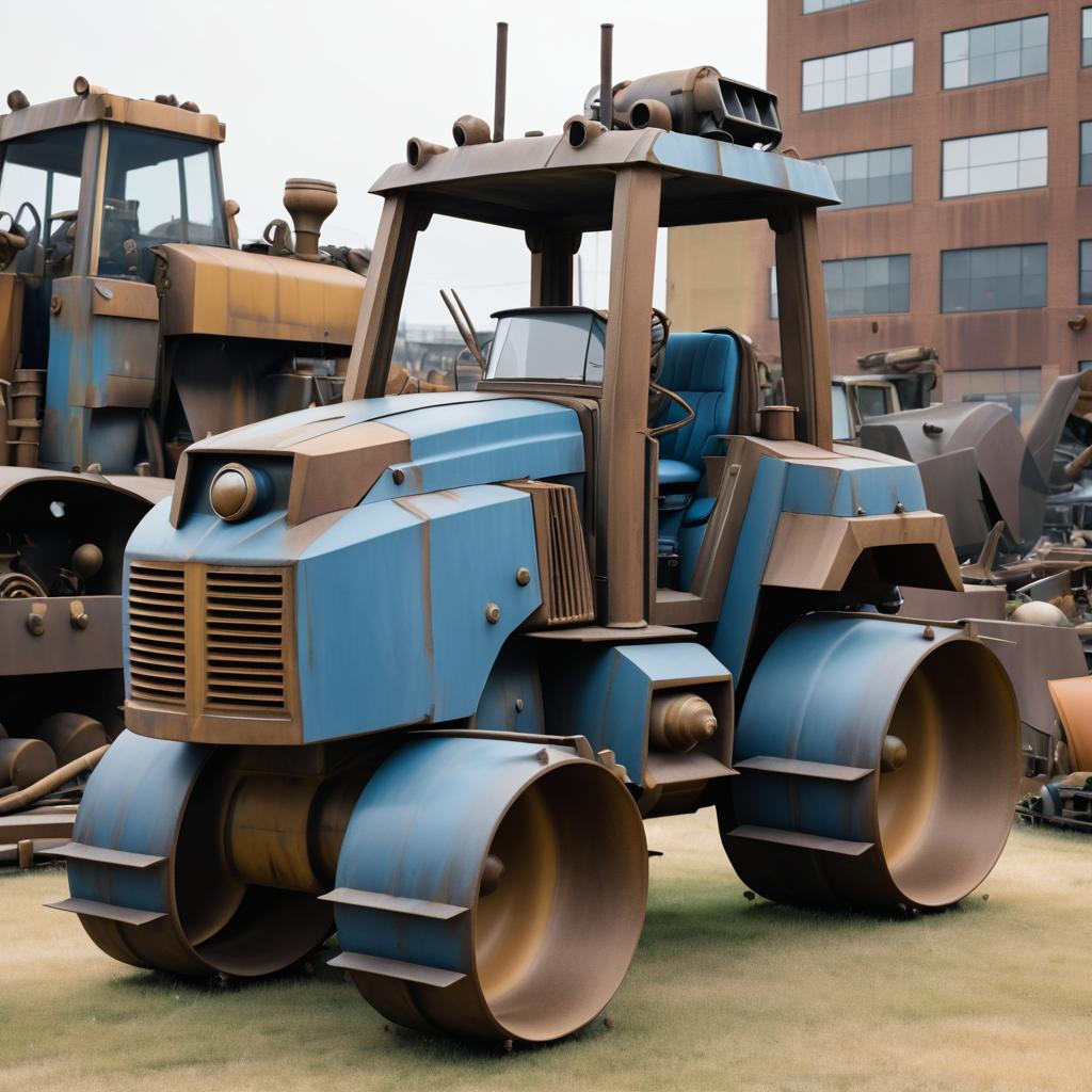 Stoic Bulldozer in Urban Junkyard Scene