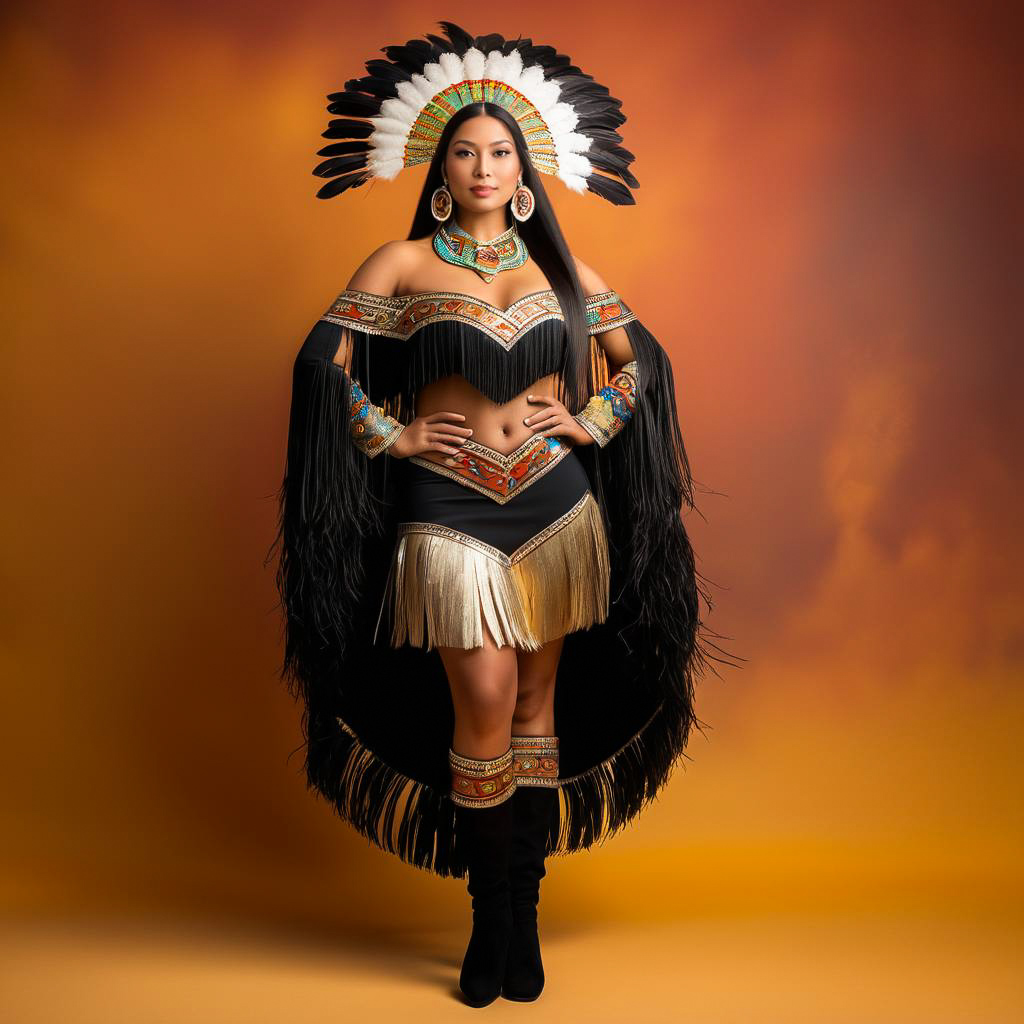 Elegant Indigenous Woman in Carnival Attire