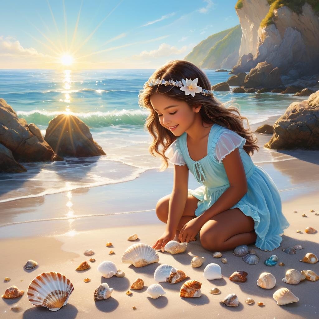 Joyful Spirit Collecting Seashells by Shore