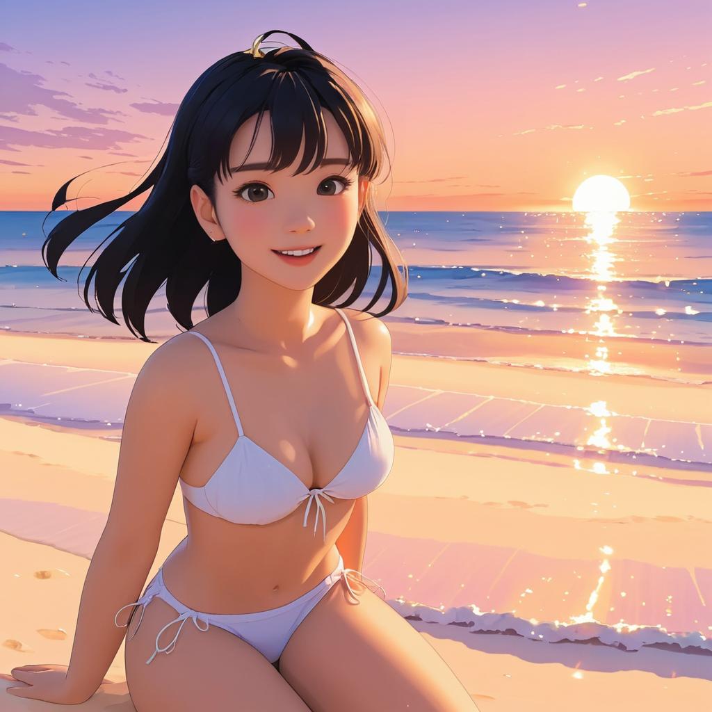 Bishoujo Beach Sunset with Smile