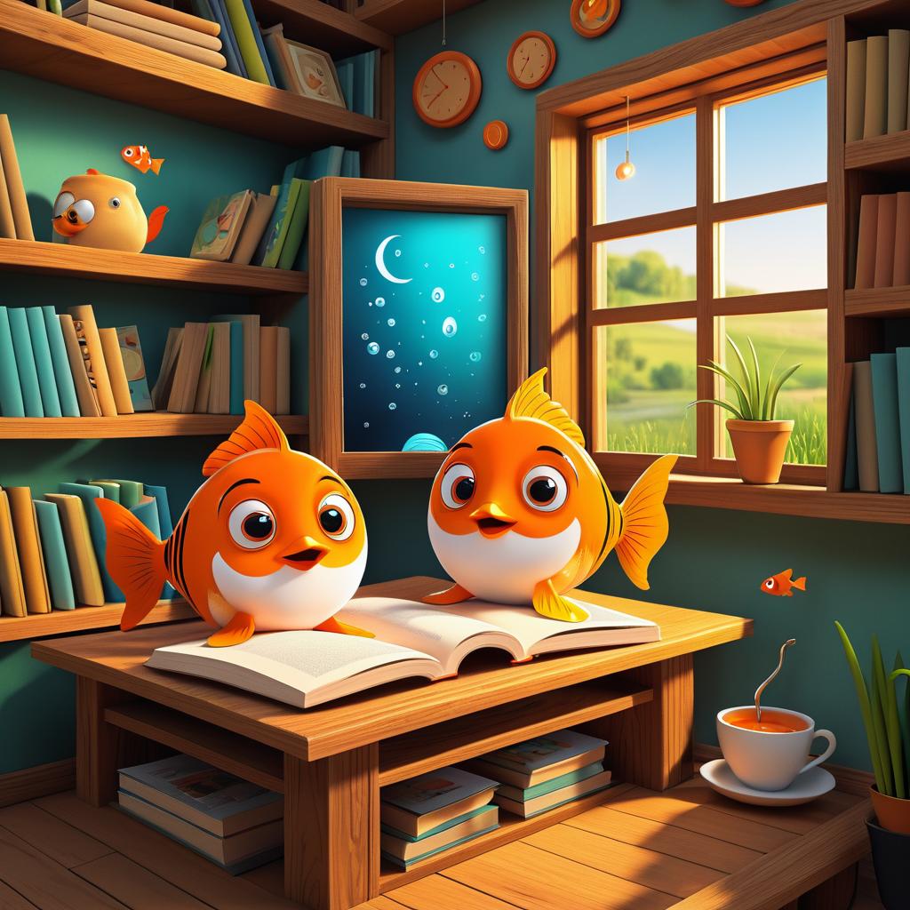 Whimsical Goldfish and Smartphone Dialogue