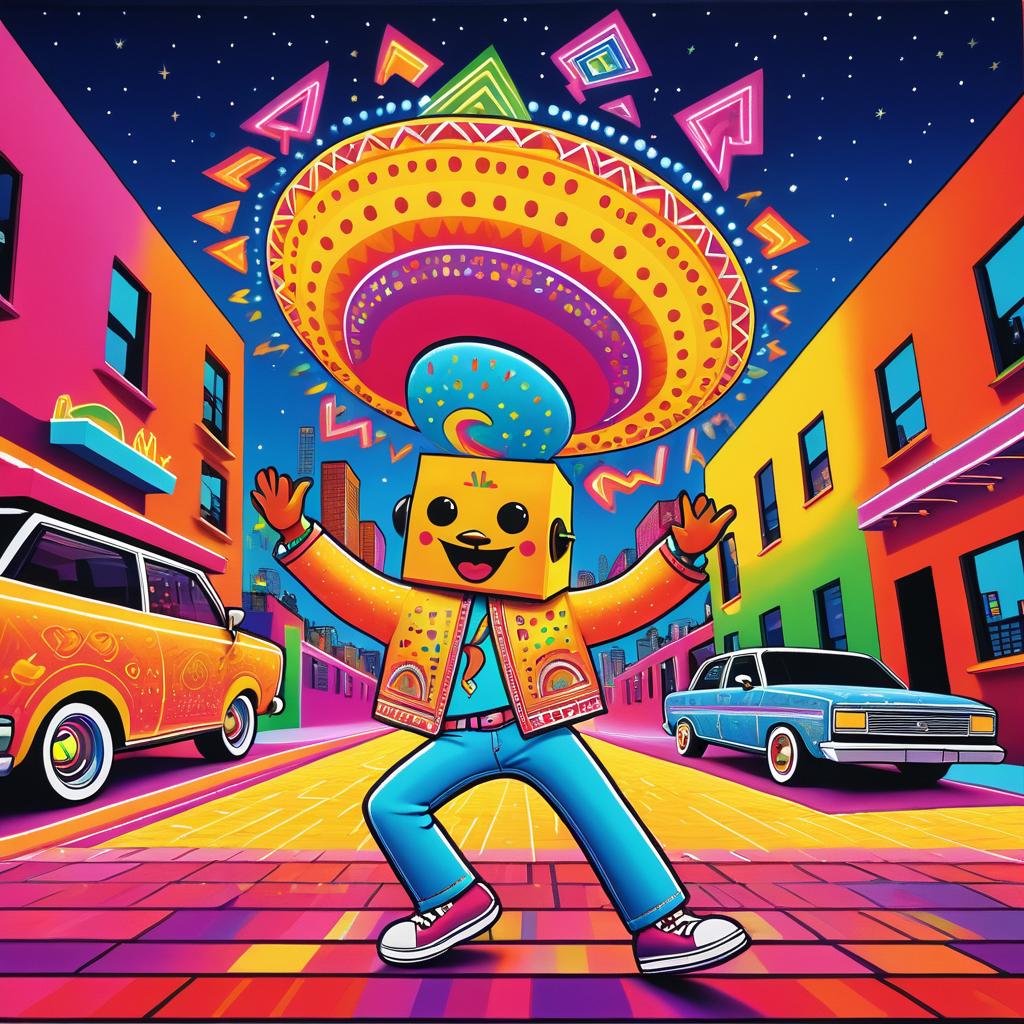 Dancing Taco in Colorful Disco Scene