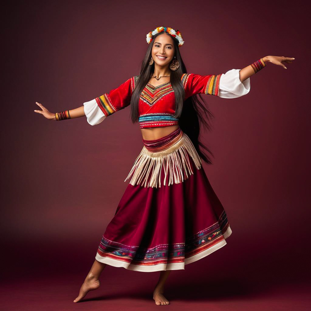 Joyful Andean Dancer in Vibrant Costume