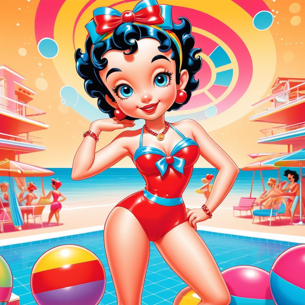 Nostalgic Betty Boop in Swimsuit Art