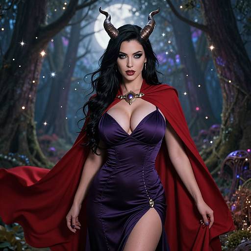 Enchanting Horned Woman in Mystical Forest