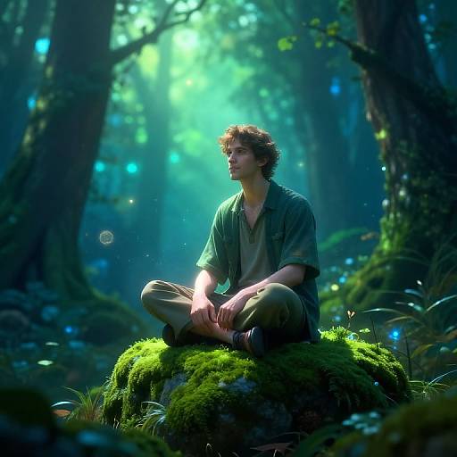 Pepe in Mystical Forest Glow