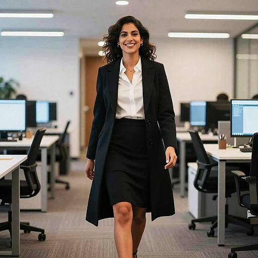 Confident Businesswoman Walking in Modern Office