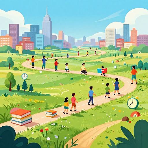 Vibrant Lebensweg Timeline Art