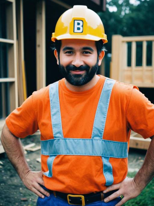 Man in Bob the Builder Costume