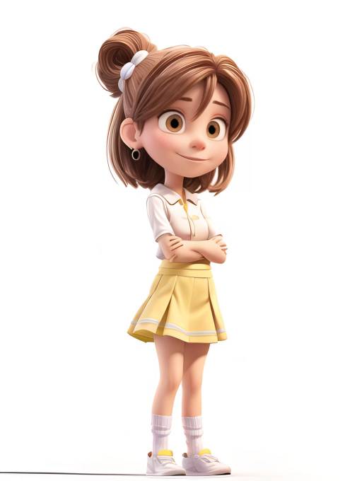 Charming Girl in Yellow Skirt Pose