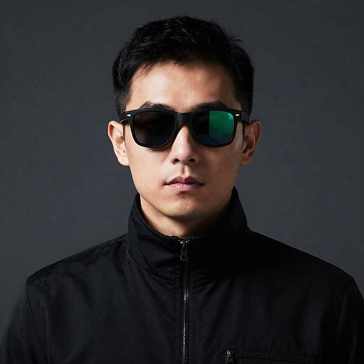 Serious Man in Black with Reflected Light