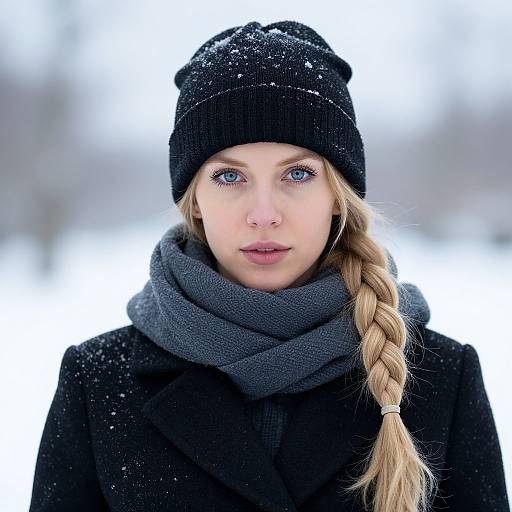 Realistic Winter Portrait of Woman