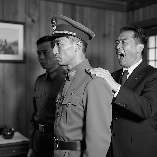 Black and White Military Tension Scene