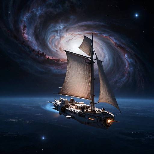 Cosmic Nomad Sailship on Star Sea