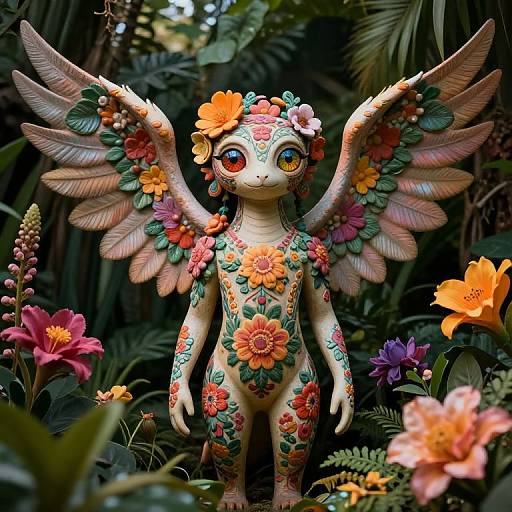 Fantastical Creature with Floral Wings