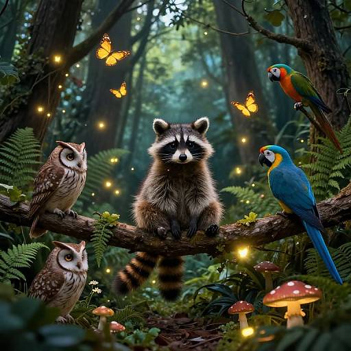 Enchanted Forest with Magical Wildlife