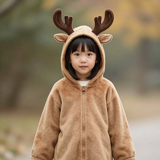 Little Girl in Reindeer Costume