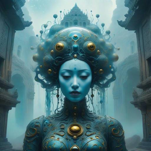Ethereal Humanoid in Ancient Temple