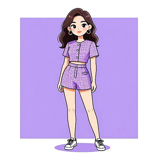 Stylish Woman in Lilac Tweed Set