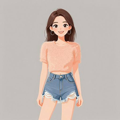 Smiling Woman in Casual Street Style