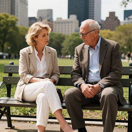 Concerned Conversation on a Park Bench