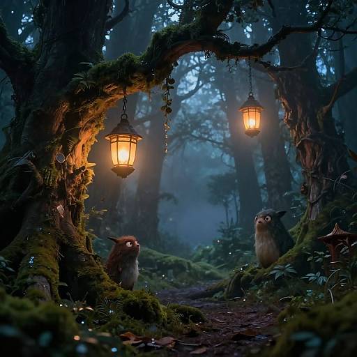 Enchanted Twilight Forest Scene
