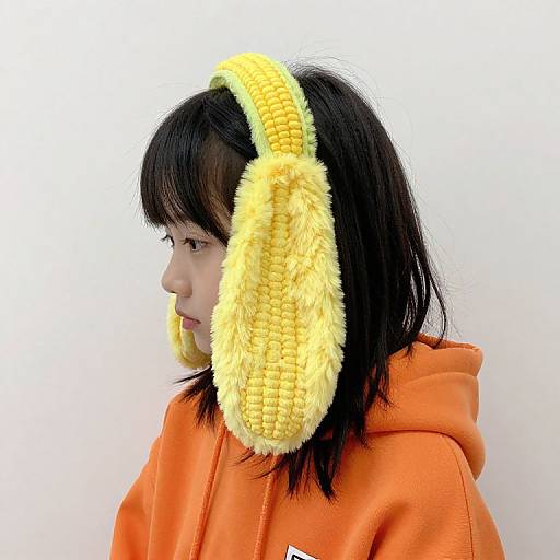 Girl in Orange Hoodie with Corn Ears