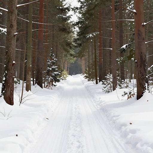 Minimalistic Snowy Forest Path