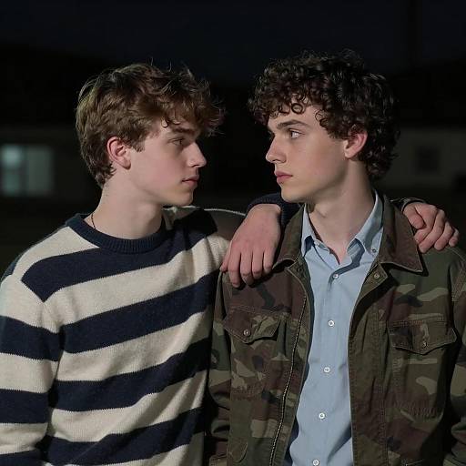 Intimate Nighttime Portrait of Friends