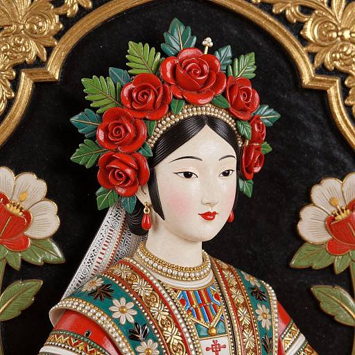 Russian Lacquer Miniature Woman Portrait