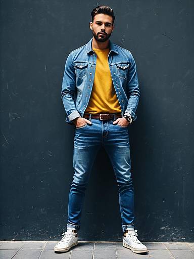 Man in Stylish Jeans at Fashion Event