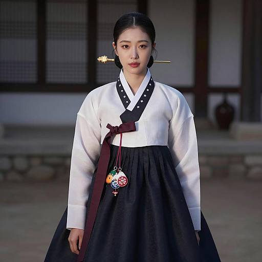 Elegant Korean Woman in Traditional Hanbok