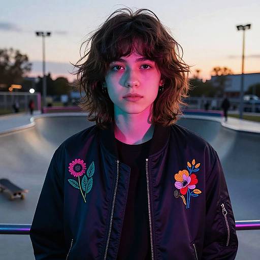 Neon Skate Park Fashion Editorial Portrait