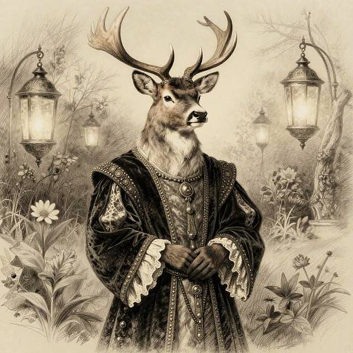 Noble Stag Scholar in Twilight Garden