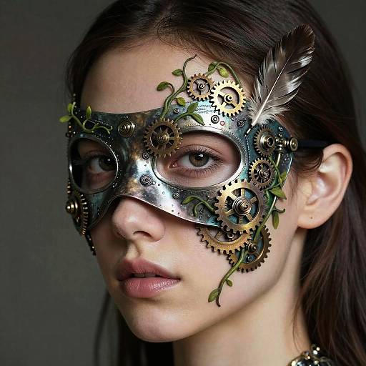 Surreal Mechanical-Organic Half Mask Tattoo