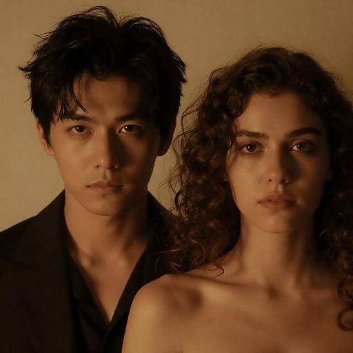 Portrait of Man and Woman in Warm Dim Light