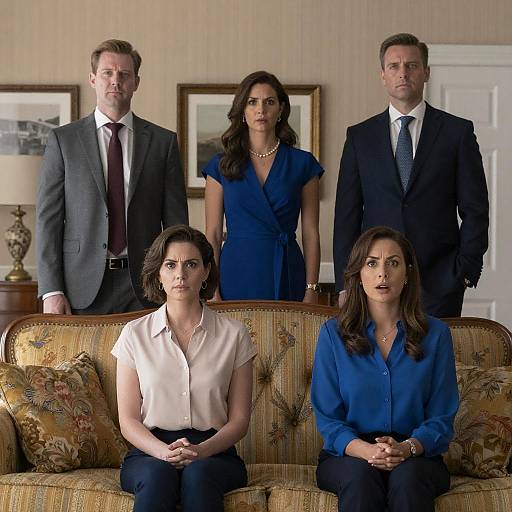 Five People in a Living Room Scene