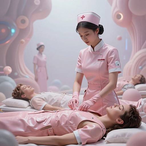 Surreal Leather Nurse in Dreamscape