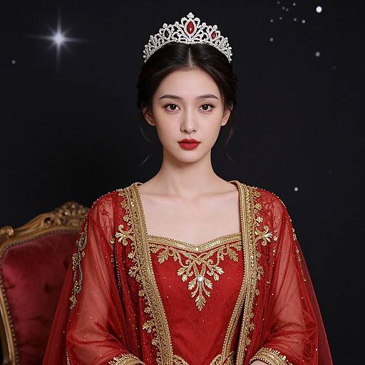 Elegant Woman in Red Gown Portrait