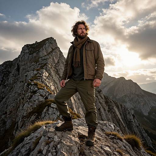 Rugged Mountain Man at Sunset