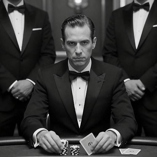Elegant Casino Scene in Black and White