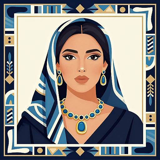 Elegant Woman with Patterned Headscarf