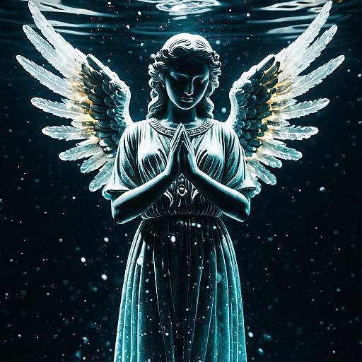 Crystallized Angel Statue with Glowing Aura