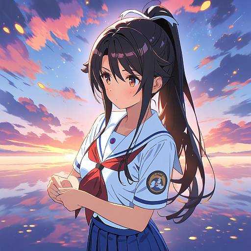 Illustration of Munetani mashiro, high school fleet in the style of Ddal