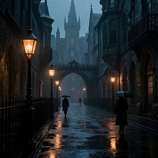 Dark Gothic Rainy Cityscape