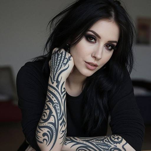 Edgy Portrait of Tattooed Young Woman