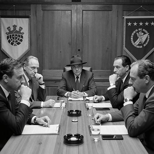 Serious Businessmen in Classic Boardroom Scene