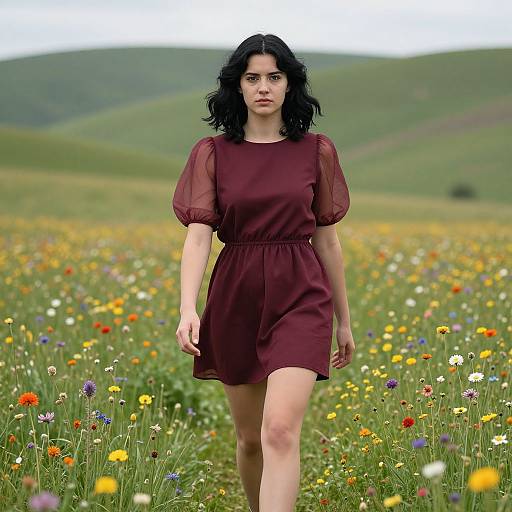 Young Woman in Vibrant Meadow