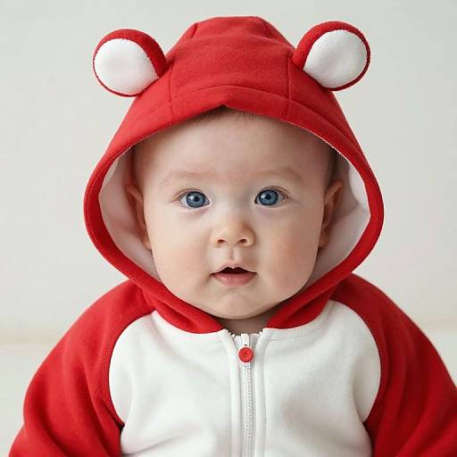 Adorable Blue-Eyed Baby in Hoodie